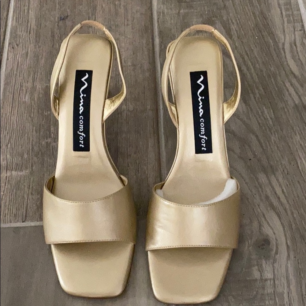 Gold Sling Back Heels